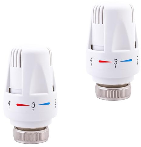 2 Teste Termostatica, Valvole Termostatiche, M 30 x 1,5 Valvola per Radiatore con Posizione Zero, Valvola Termostatica con Funzioni di Regolazione, Termostato per Ufficio Casa (bianco)