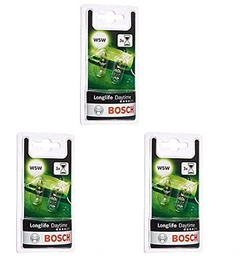 Bosch W5W Longlife Daytime Fahrzeuglampen - 12 V 5 W W2,1x9,5d - 2 Stück, 3er Pack