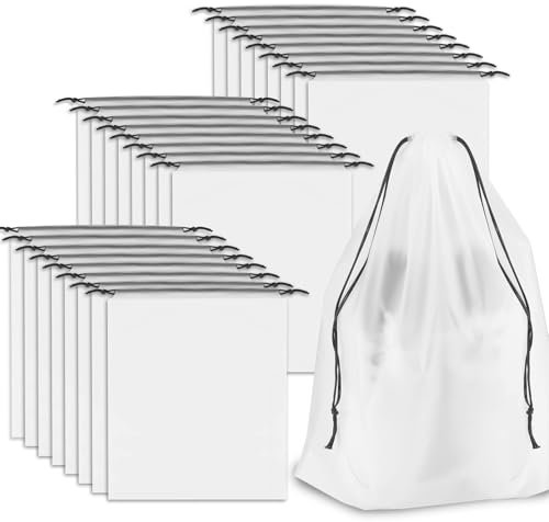 SLIJAR 24PCS Travel Shoe Bags, Multifunctional Waterproof Underwear Bag Translucent Storage Bags with Drawstring, Portable Organizer Pouch for Shoes, for Clothes Shoes Travel Accessories
