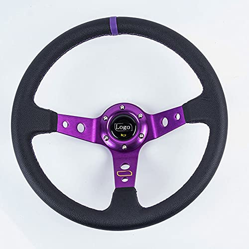 Sport Lenkrad,Sportlenkräder Universal 14 Zoll 350mm PVC. Auto Racing-Lenkräder Tiefmais driftet Sportlenkrad mit Umschaltknopf (Color : A)