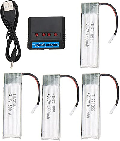 Dilwe RC Auto 3,7 V Lipo Akku, 4 St¨¹ck 500 MAh 25C Lithium Akku mit Ladeset RC Ersatzteile Modellflugzeug Zubeh?r Aircraft Model Parts f¨¹r Ferngesteuertes Auto Spielzeug und Spiele