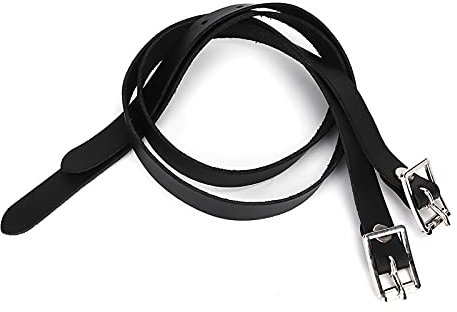 Sporenriemen Reitsport, 1 Paar Sporenriemen aus Schwarzem Leder, Sporenriemen für das Reiten mit Schnalle 50 cm