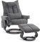 M MCombo Relaxsessel mit Hocker, Drehbare Fernsehsessel mit Liegefunktion, Moderner TV-Sessel Stuhl für Wohnzimmer, mit Kissen & Seitentasche, Stoff, 9076 (Grau)