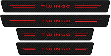 EAGLEG 4 Stück Auto Einstiegsleisten Schutz für Ren-Ault Twingo 1 2 3 2021-1993, Kohlefaser Türschweller Lackschutzfolie Car Schritt Kanten Starke Klebrigkeit Schutzaufkleber Zierleisten,Black