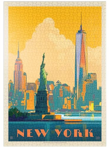 MyPuzzle New York City: Skyline Glow, Vintage Poster - Premium 1000 Teile Puzzle - MyPuzzle Sonderkollektion von Anderson Design Group
