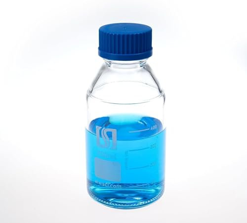 ALWSCI 500 mL Glass Media Storage Bottles Wide Mouth Lab Reagent Bottle, Borosilicate Glass Graduated Storage Bottle with GL45 Blue Screw Cap for Lab