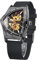 Forsining Montre squelette pour homme, montre mécanique automatique avec cadran triangulaire lumineux, remontage manuel, bracelet en acier inoxydable ou en silicone souple, noir/jaune