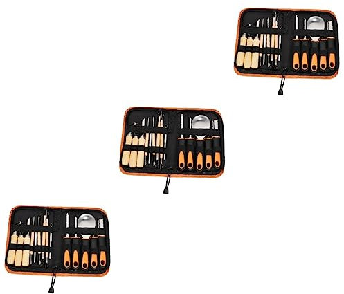 INOOMP 3 Sätze à 15 Stück Kürbisschnitzmesser Halloween-partyzubehör Kürbis-schnitzset Zubehör Zum Schneiden Von Kürbissen Klinge Aus Rostfreiem 2cr13-stahl 15-teiliges Set Melonen