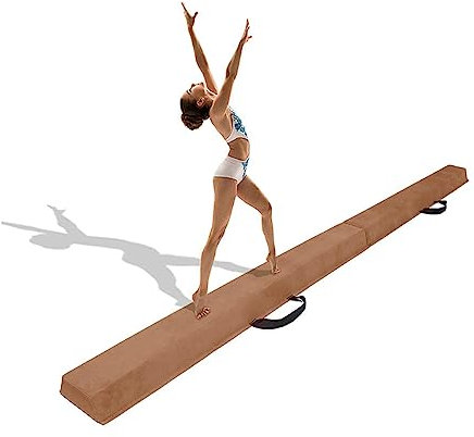 fikujap 240 cm Balken Turnen Balancierbalken Klappgymnastik Schwebebalken Gymnastik Balance-Balken Schwebebalken Faltbar für Kinder,Braun