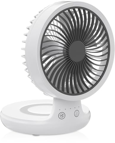 mollie 8-Inch Small Rechargeable USB Desk Fan Battery Operated with Speeds for Home Office Bedroom Mini Portable Personal Quiet Desktop Air Circulator Foldable Cooling Oscillating Table Fan