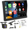 Portátil autoradio inalámbrico Apple CarPlay y Android Auto Car con Parasol, Monitor de Pantalla táctil de 9 Estéreo automóvil Bluetooth con cámara de Respaldo, DVR, Mirror Link/FM/AUX Transmitter