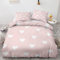 Coeur Rose Parure de Lit 90x190 Dessin Animé Modèle Housse de Couette 1 Personne avec Fermeture ÉClair, Housse de Couette en 110gsm Microfibre avec 2 Taies d'oreillers 65x65cm