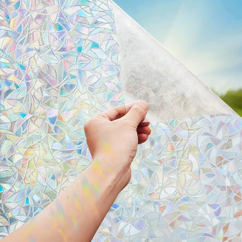Kromapolis Stained Glass Window Film, Rainbow Window Film Self Adhesive, Bathroom Vinyl Privacy Film 90 x 200 m
