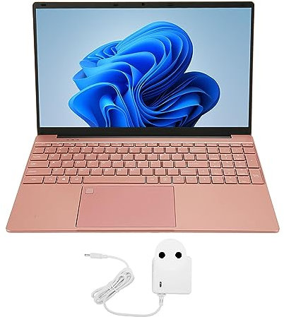 Vikye Laptop da 15,6 Pollici con Schermo IPS 2K, 16 GB di ,11, Tastiera Retroilluminata di Dimensioni Standard, Durata della Batteria di 8 Ore, Porte USB, Rosa (16+256G Spina