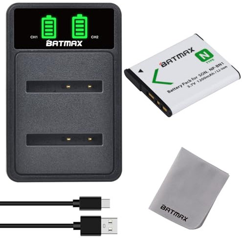 Batmax NP-BN1 Batterie rechargeable et chargeur USB double pour Sony Cyber-Shot DSC-W800 DSC-WX220 DSC-W830 DSC-W810 DSC-QX10 DSC-TF1 DSC-TX5 DSC-TX7 DSC-TX9 DSC-TX20 DSC-TX30