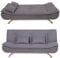 Alivio 3 Seater Sofa Bed with 2 Pillow, Elegant Linen Fabric Recliner Sofa Bed with Steel Legs for Living Room, Guest Room, Office (Grey)