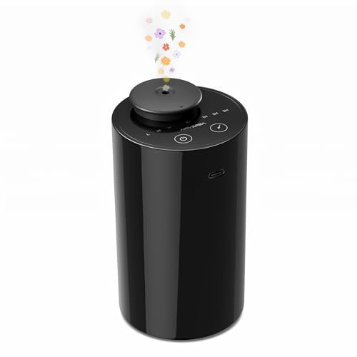 Airversa Waterless Diffuser for Essential Oil, Battery Operated Nebulizer, 0.7 Fl.Oz./ 20mL Capacity, Mini Scent Air Machine, 3 Countdown Timers & 3 Mist Levels for Home, Room, Car, Office - AN6 Black