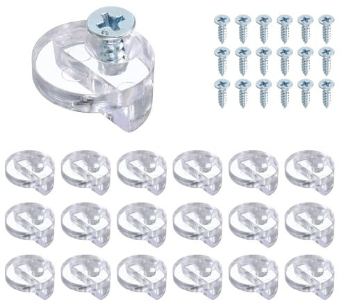 sourcing map Glass Retainer Clips Kit with Screw, 0.51 x 0.12 Glass Panel Fixing Clip for Fixing Wardrobes Cabinets Mirrors, Clear 20pcs