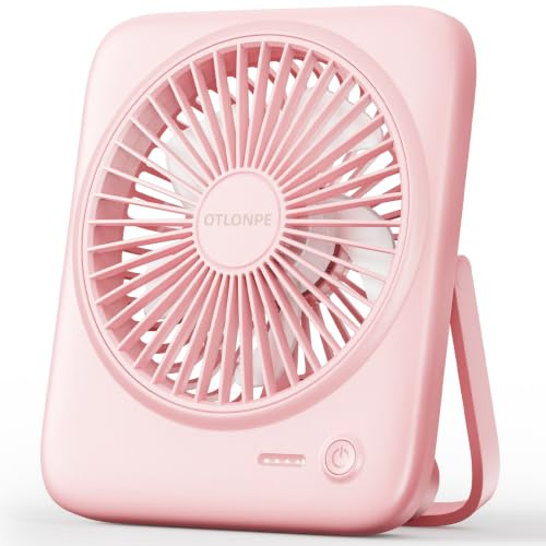 Otlonpe Ventilatore da scrivania portatile, ricaricabile, 4000 mAh, alimentato a batteria USB, ventilatore personale silenzioso, ventilatore da tavolo con power bank, 4 velocità, potente piccolo