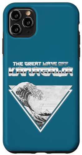 Hülle für iPhone 11 Pro Max Great Wave Off Kanagawa Dreieck-Blaufilter im Vaporwave-Stil