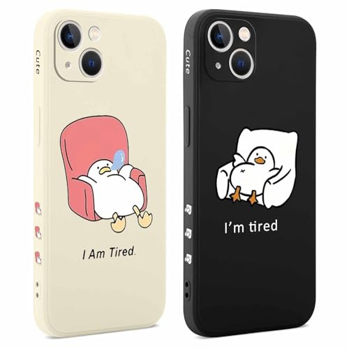 Coiwxmoi 2 Stück Hülle für iPhone 13 6,1 Zoll, Aesthetic Muster Design Mädchen Frauen Handyhülle, Weich Silikon Slim Motiv Stoßfest Case Kratzfeste Süßes Schutzhülle für iPhone 13, Ente