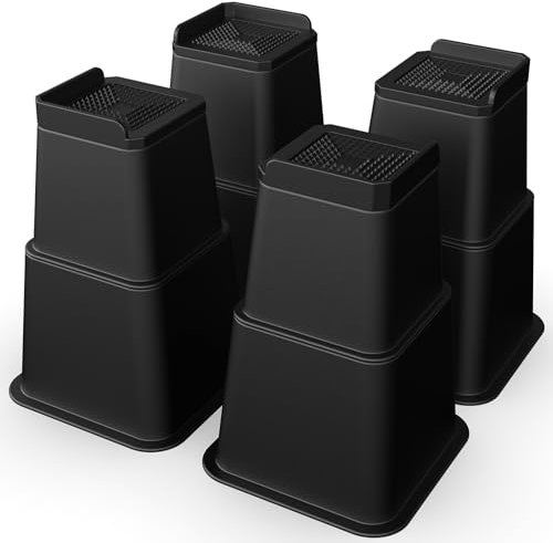 MYMULIKE Betterhöhungen 2,5 cm, 7,6 cm, 10,2 cm, 15,2 cm, 22,9 cm, robuste Möbelerhöhung, übergroß, für Couch, Sofa, Tisch, Stuhlbein, Schlafsaal, unterstützt bis zu 2268 kg (schwarz, 22,9 cm - 4)