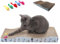 DistriPet Rascador para Gatos, Rascador Gatos, Cartón Corrugado Arañazos para Gatos con Hierba Gatera 43 x 21 x 7,3 cm. Incluye Juguete de Regalo. Carton Ideal para Cama y Sofá.