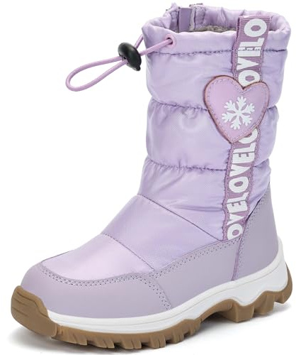 TZJS Schneestiefel Kinder Winterstiefel Mädche Winter Warme Mädchen und Kinder Baumwollstiefel Süße Kinderstiefel(Lila,25)