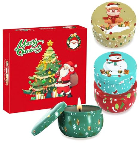 4 Stück Kerzenset Weihnachten, Duftkerzen Geschenkset Natürliches Sojawachs Aromatherapie Kerzen Set für Frauen, 2,5 OZ Tragbare Reisekerzen für Stressabbau, Entspannen, Weihnachten, Geburtstag