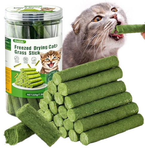 Glaublieb 225g Bastoncini di Erba Gatta Liofilizzato, Snack per Gatti Erba Gatta per Gatti Pronta per Elimina Boli di Pelo e Pulizia dei Denti