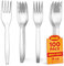 Shefa 100 Clear Forks, Heavy Duty Forks, Microwave-Safe Tablefork, 6 Long for Birthday, Parties, Camping, Catering and Wedding Cutlery Set
