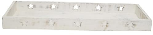 Dekotablett mit Sternen weiß | Tablett Kerzentablett Adventstablett Holz | 40 cm