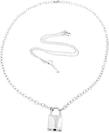 Holibanna 2Pcs Punk Padlock Chain Necklace Set for Men and Women Fashionable Jewelry Clavicle Chain Pendant Necklaces for Parties and Special Occasions