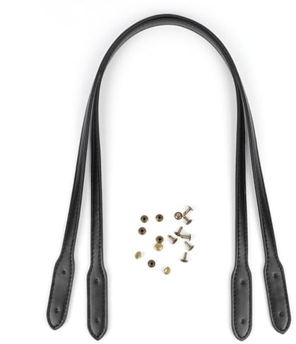 Whakano 2 Stück PU-Leder Taschenhenkel Taschengriff,Lederhandtasche Griffe Mit Löchern,1,3 x 72cm Taschengriffe zum Häkeln,Tasche Zubehör,Ersatz Taschenriemen,DIY Taschenherstellung,Schwarz