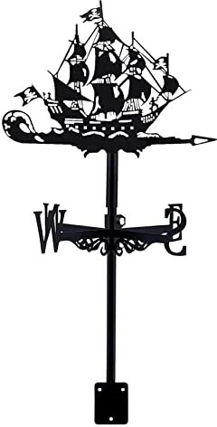 LYDSB Girouette en métal exquise, Ornement, girouette en métal, Bateau Pirate, voilier, girouettes pour abris de Jardin, indicateur de Direction du Vent pour abris de Jardin, Toit, coupo