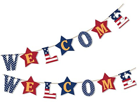 COLLBATH Willkommen Zu Hause Dekoration Amerika Unabhängigkeitstag Wimpelkette 4 Foto Prop Zeichen