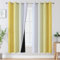 VEHEDE Farbverlauf Ombre Gardinen mit Ösen 183 cm Lang, Vorhang Wohnzimmer, Verdunklungsvorhänge Blickdicht Dicke Thermogardine Kälteschutz Warm Hitzeschutz, H 183 x B 132 cm, Gelb und Weiß, 2er Set