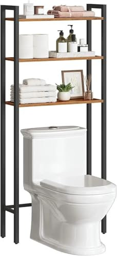 Aufbewahrung über Der Toilette Over The Toilet Storage, 3-Tier Industrial Bathroom Organizer, Bathroom Space Saver With Multi-Functional Shelves, Toilet über-Der-Toilette-Organizer(Rustic Brown)