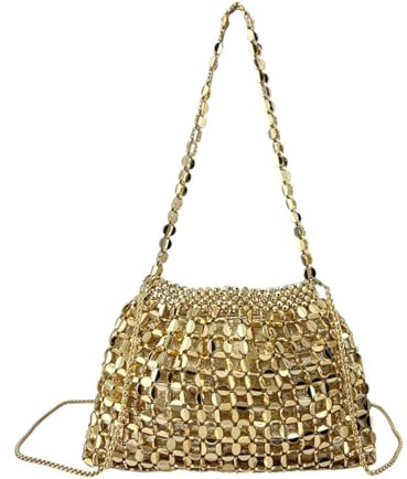 MODELISA - Bolso De Noche Hombro Con Correa De Cadena Boda Evento Ceremonia Mujer (Dorado)