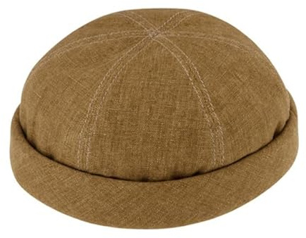 fiebig Dockermütze Leinen | Dockercap mit Rollrand | Fischermütze mit Baumwollfutter (59-L, Curry)