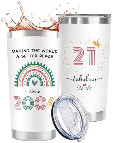 GiftGem 21st Birthday Gift for Her - Funny 21st Birthday Cup for Women, Travel Mug, Personalized and Creative Travel Mug, Gift for Your 21-Year-Old Daughter,Best Friend,Sister,Girlfriend