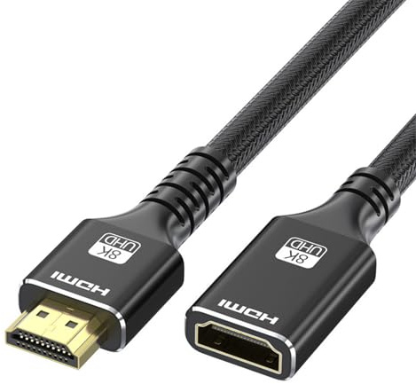 LUKFOCAB 8K Short HDMI Extendsion Cable 1 FT, 4K@120Hz HDMI 2.1 Extender Male to Female Cord Adapter, Supports 48Gbps, Dolby, eARC, Compatible with TV Stick, HDTV, Xbox, PS5, PS4, Laptop