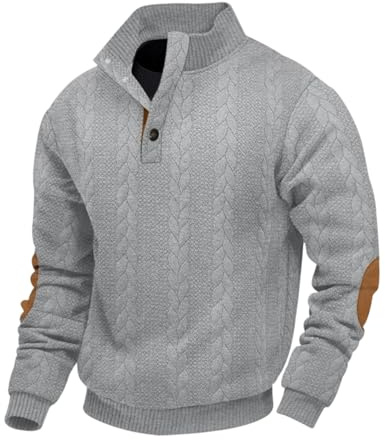 EndoraDore Mens Jacquard Sweatshirts Long Sleeve Stand Collar Pullover | Soft Knitted Fabric with Jacquard Texture, Mens Sweater with Stand Collar, Warm Pullover for Casual Daily Wear