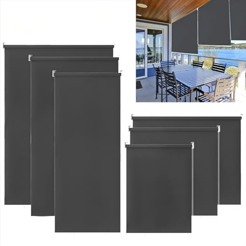 Suusolny Verdunklungsrollo Außenrollo Senkrechtmarkise Rollo Sichtschutz Wasserfest Balkonrollo für Balkon Terrasse,100 x 140 cm- Anthrazit
