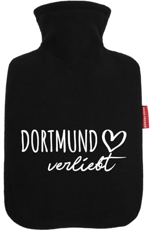 Huuraa Wärmflasche Dortmund verliebt Geschenk | Veloursbezug Geschenkidee mit Motiv Auslaufsicher mit waschbarem Bezug