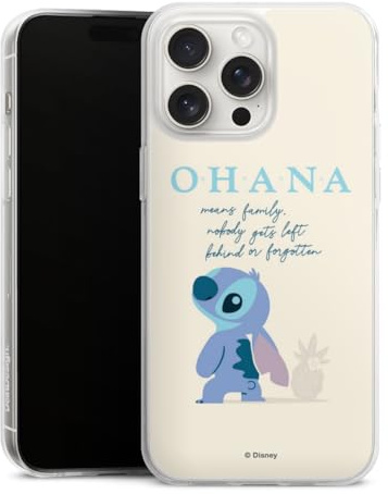 Silikon Hülle kompatibel mit Apple iPhone 15 Pro Max Case transparent Handyhülle Lilo & Stitch Disney Offizielles Lizenzprodukt