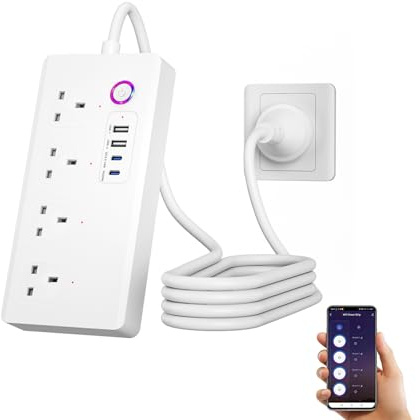 Jinvoo Smart Power Strip, Surge Protector, WiFi Power Strip, USB Power Socket Smart Extension Cord Compatible with Alexa and Google, Smart Life APP Control, No hub Required