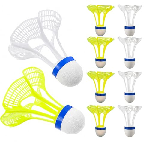 10 Stück Windresistente Federbälle,Federball, Outdoor Badminton Bälle für Park und Strand, mit Gelb und Weiß Farbkombination, Für Sporttraining und Freizeitspiele, Professionelle Federball Bälle
