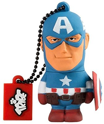 Tribe Disney Marvel Avengers Captain America 16GB USB 2.0 Flash Drive with Rubber Keyring - Blue