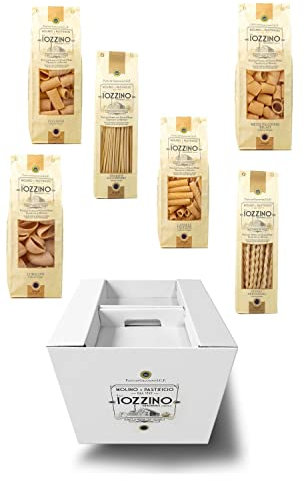 Pastificio F.lli Iozzino - Pasta di Gragnano IGP - Pacco regalo 3Kg (6x500g) paccheri lisci + mezzi paccheri rigati + lumaconi + candele tagliate + spaghetti alla chitarra + fusilli artigianali